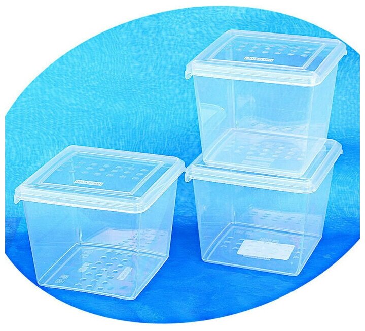 Набор контейнеров из 3 штук квадратный прозрачный 1,0 л+стик для надписи