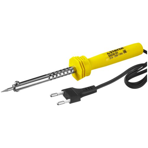 Паяльник STAYER STANDARD с пластмассовой рукояткой и долговечным жалом 25 Вт конус 44000₽