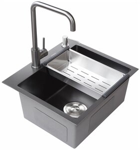 Кухонная <b>мойка</b> AVINA 4548 Black, из нержавеющей стали, толщина 3мм*1,5 мм. Дозатор, коландер, сифон в комплекте. Глубина <b>мойки</b> 220 мм.