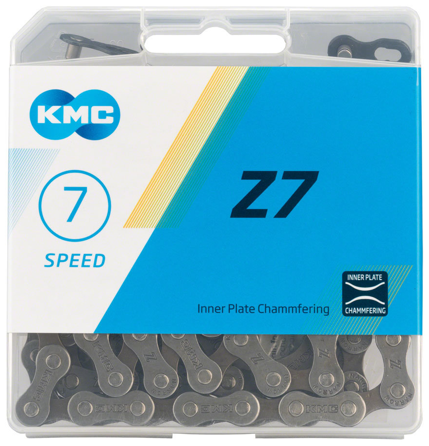 Цепь вело Z7 KMC 1/2'х3/32' 112звеньев с замком CL573 для 5-7 скоростей/570093 — фото 1