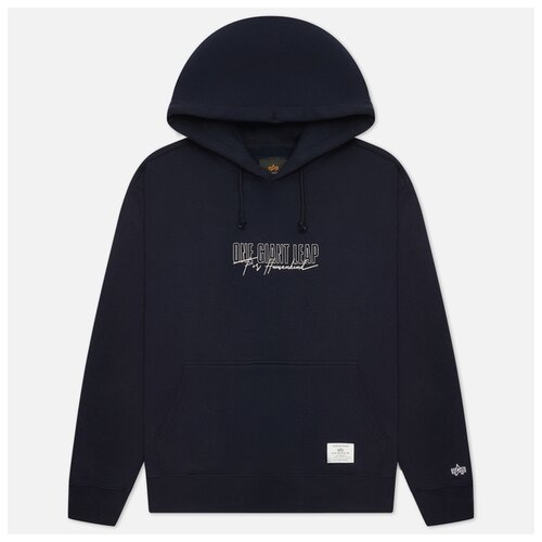 фото Мужская толстовка alpha industries nasa giant leap essential hoodie синий , размер xxl