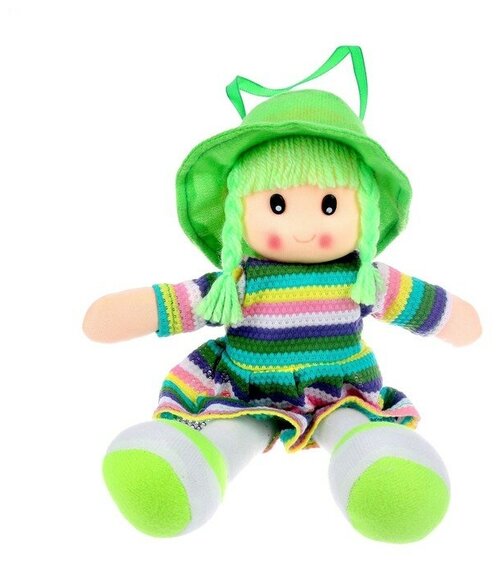Мягкая игрушка «Кукла», в платье в полоску и шляпке, цвета микс