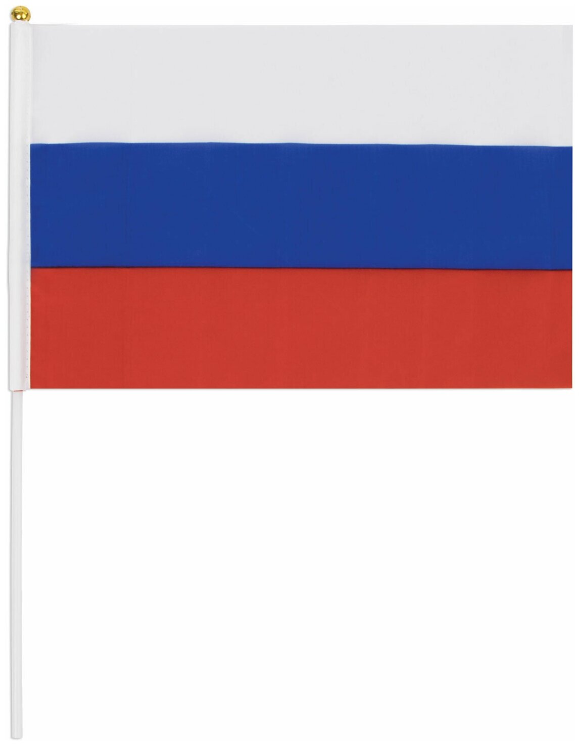 Флаг России ручной 20х30 см, без герба, с флагштоком, BRAUBERG, 550181, RU13 - 1 шт.