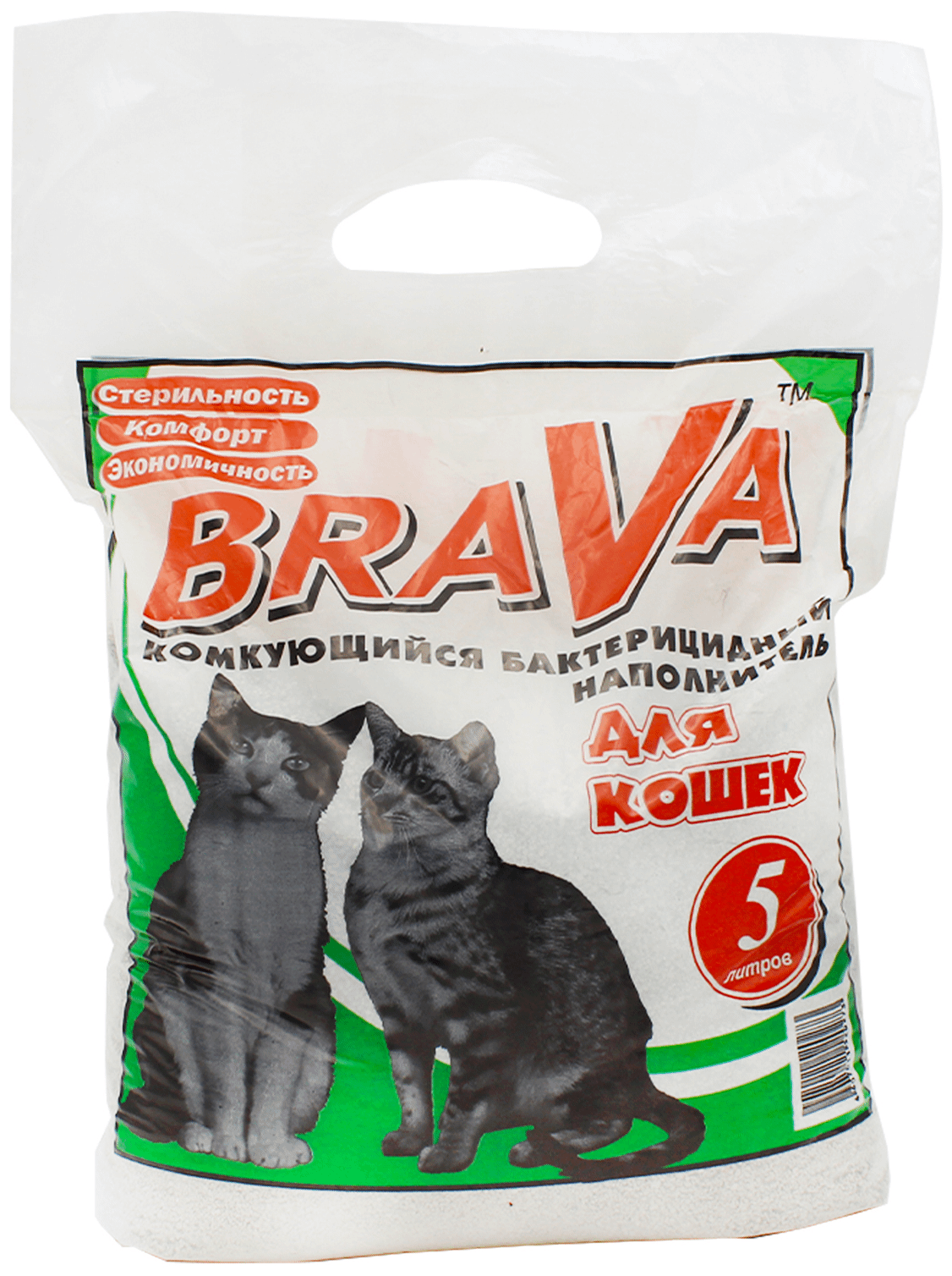 Наполнитель для кошачьего туалета brava комкующийся бактерицидный для гладкошерстных кошек и котят 5л - фотография № 1