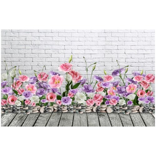 Фотообои Уютная стена Прорастающие дивные цветы 430х270 см Виниловые Бесшовные (единым полотном)