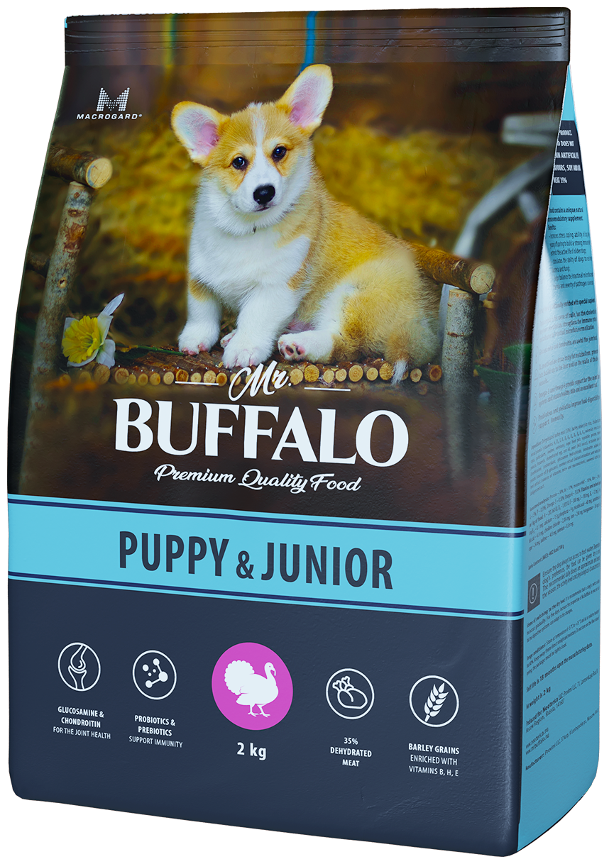 Mr.Buffalo Puppy & Junior Корм для щенков и юниоров индейка 2кг