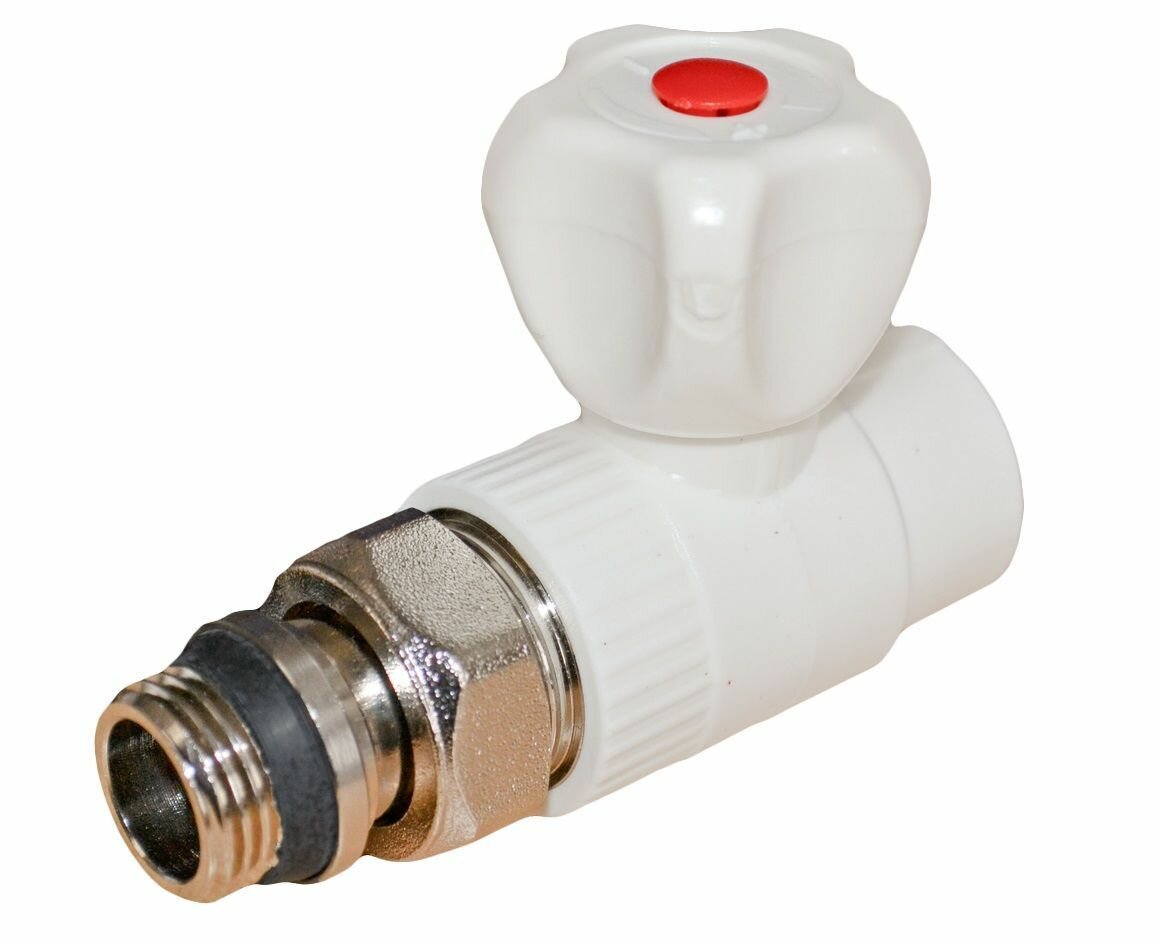 фото Кран для радиатора полипропиленовый прямой 25 х 3/4 наружная резьба RVC