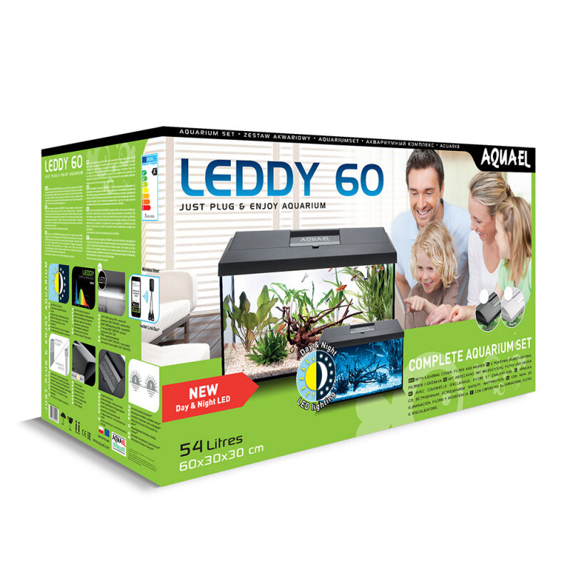 AQUAEL LEDDY SET PLUS D/N Аквариум прямой белый 54л 60*30*30см - фото №4