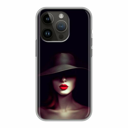 Дизайнерский силиконовый чехол для Айфон 14 Про / Iphone 14 Pro Девушка в шляпе