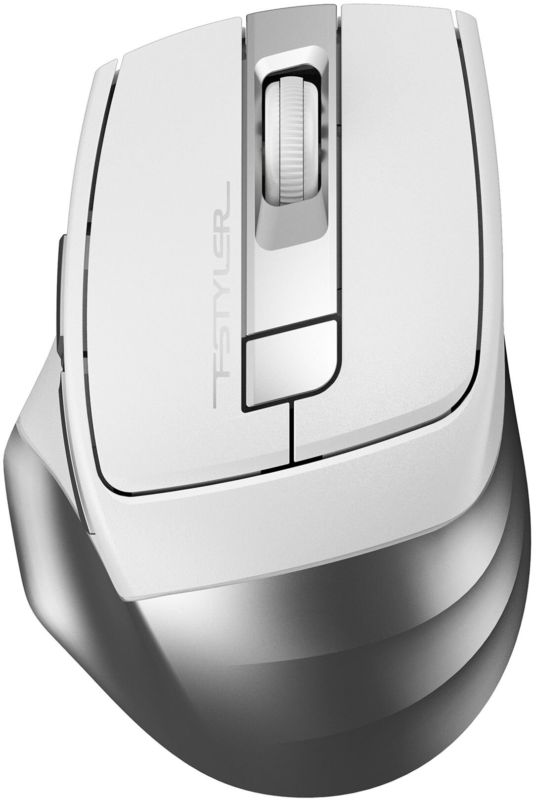 Мышь A4Tech Fstyler FG35S серебристыйбелый оптическая 2000dpi silent беспроводная USB 5but