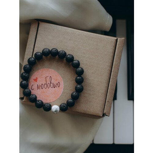 фото Браслет, вулканическая лава, размер 17.5 см, черный нет бренда