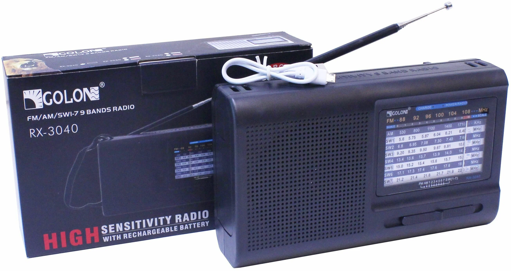 Аналоговый радиоприемник с универсальным питанием и хорошим звуком GOLONE RX-3040