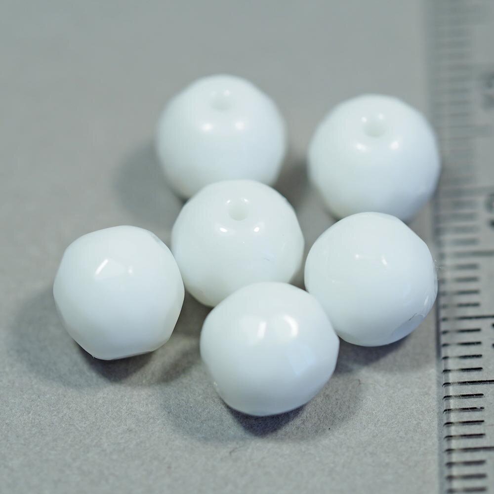 Натуральная бусина Агат белый 0006509 шарик граненый 8 мм, цена за 10 шт.