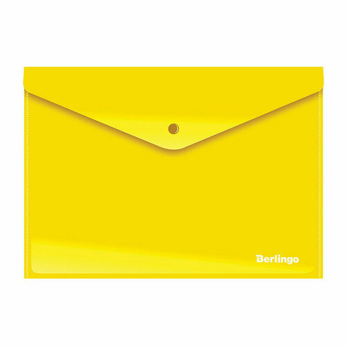 Папка-конверт на кнопке Berlingo, А4, 180мкм, непрозрачная, желтая, 298262