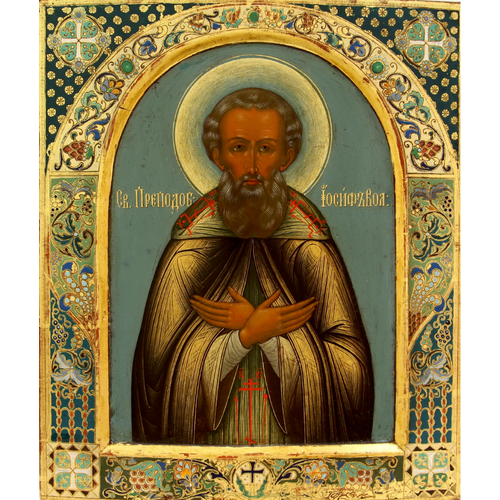 Икона святой Иосиф Волоцкий деревянная икона ручной работы на левкасе 26 см