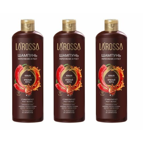 Ренессанс Косметик Шампунь для волос La Rossa Коньяк и красный перец, 500 мл, 3 шт /