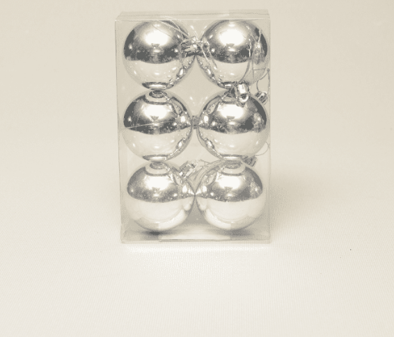 Набор шаров 6 см (6 шт), глянцевые, серебро, арт. 60SV06-01SILVER