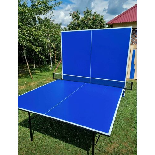 Теннисный стол складной, для помещений, Русак, стандартный размер 274х152,5х76см, передвижной, Синий