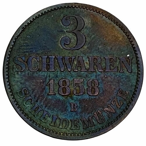 Германия, Ольденбург 3 шварена 1858 г. (B) германия прусия 1 3 рейхсталера 1744 г b