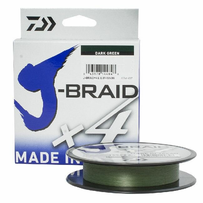 Шнур Daiwa J-Braid X4 Dark Green 0.25мм 135м