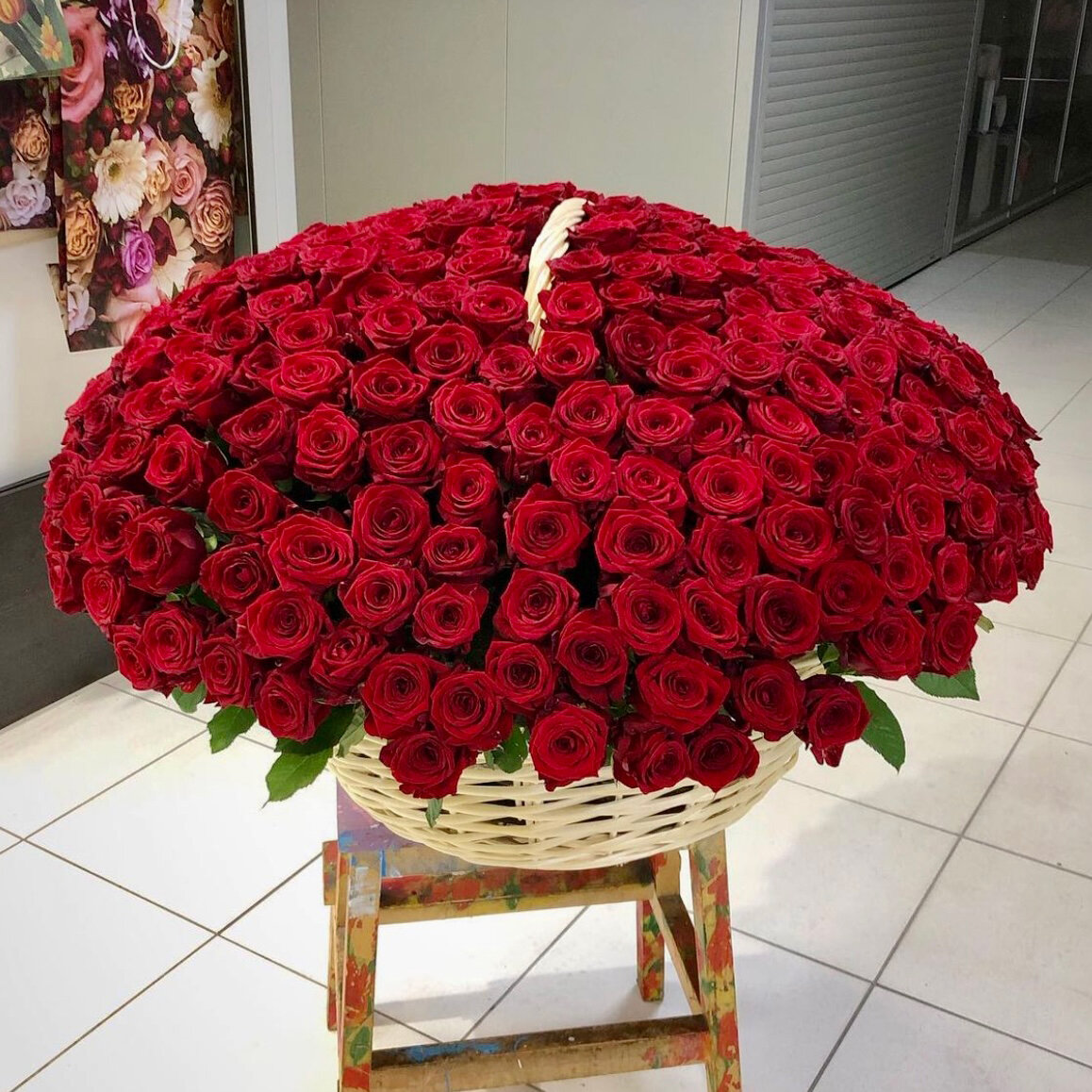 Композиция в корзине "Мой", 101 красная роза, размер XL, высота 45см