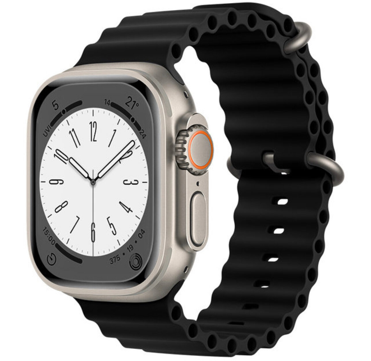 Силиконовый ремешок, браслет для Apple Watch 42mm 44mm 45mm 49mm, для всех серий(черный)
