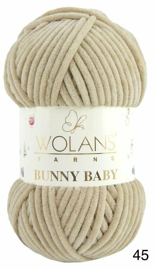 Пряжа Wolans Bunny Baby -3 шт, Гриб (45), 120м/100г, 100% полиэстер /плюшевая пряжа воланс банни беби/