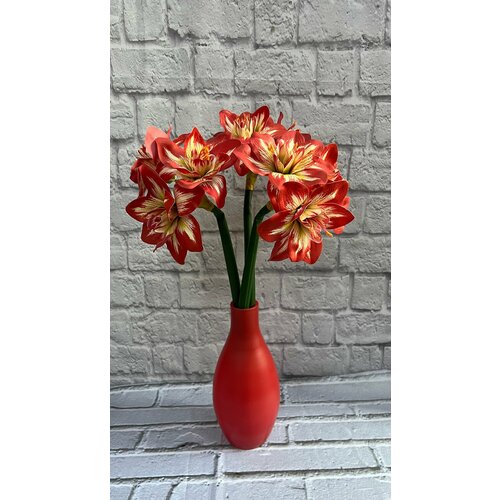 Гиппеаструм, 60см, светло-красный, силиконовый, 3 штуки/искусственные цветы