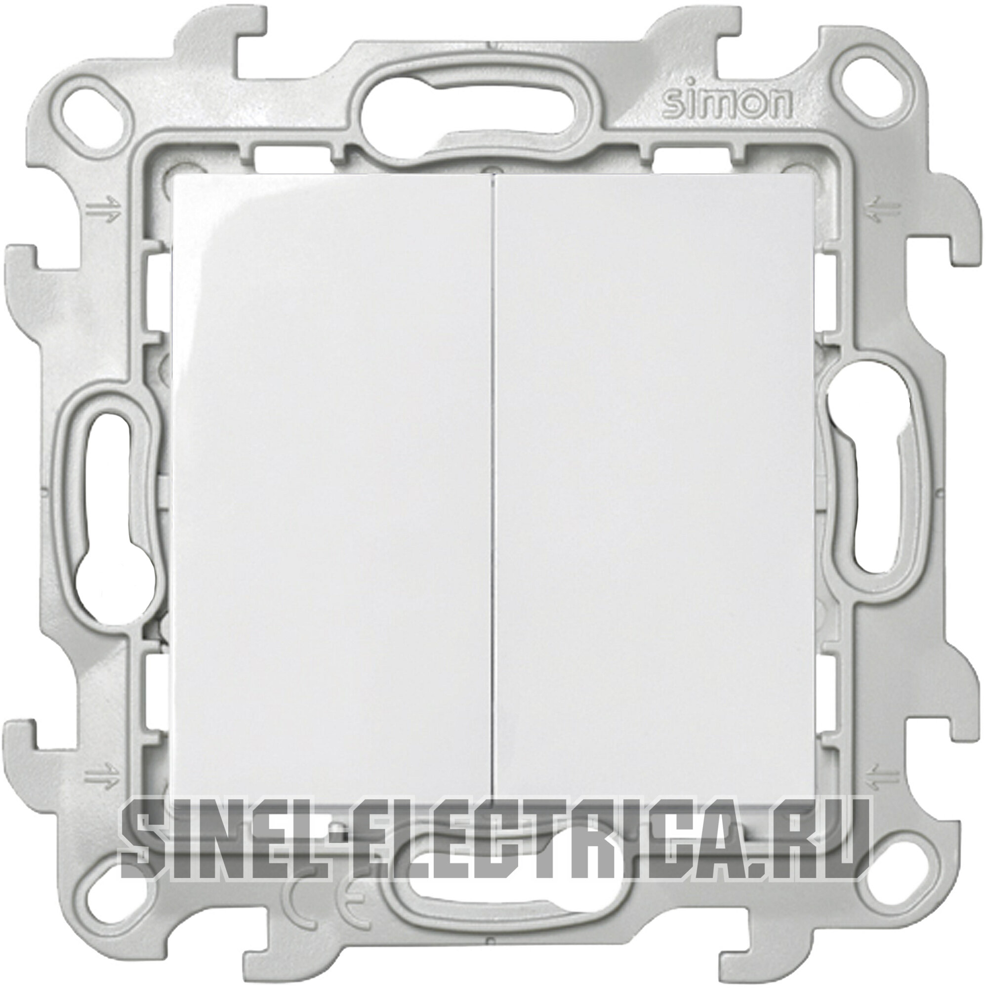 Двухклавишный переключатель Simon 24 на автозажимах (Белый)