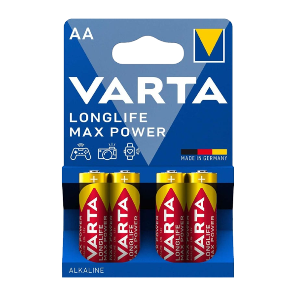 Varta LONGLIFE MAX POWER (MAX TECH) LR6 AA BL4 Alkaline 1.5V Батарейка Varta LONGLIFE MAX POWER (MAX TECH) LR6 AA BL4 Alkaline 1.5V (4706) (4/80/400) 4706101404