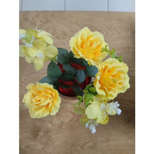 Роза-искусственный мини букет, набор 6 шт, цвет разноцветный.