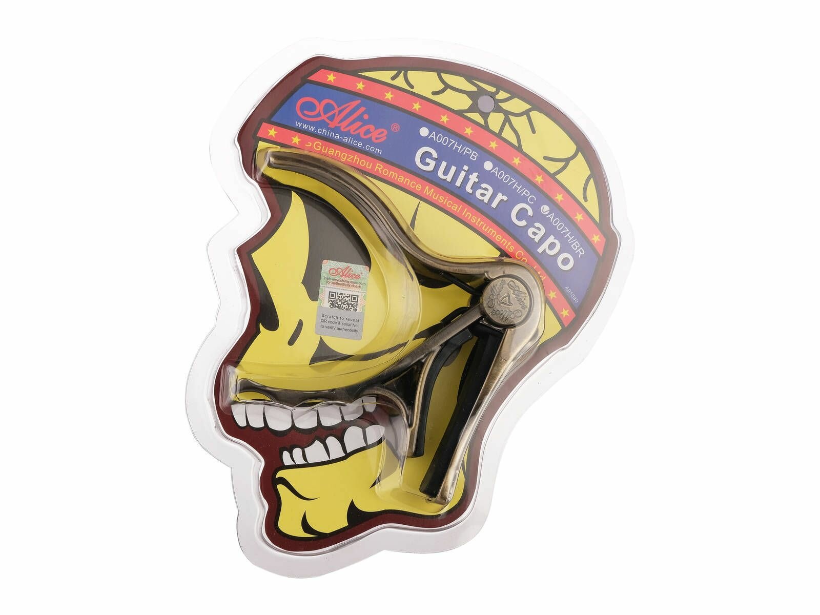 Alice A007H/BR- каподастр для акустической гитары, череп — фото 1