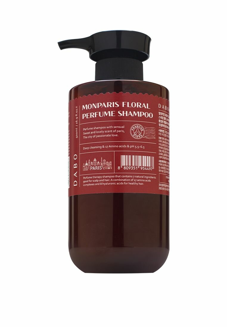 DABO Парфюмированный шампунь для волос женский Корея с утонченным элегантным ароматом, 500мл. Корейская косметика Mon Paris Floral Perfume Shampoo