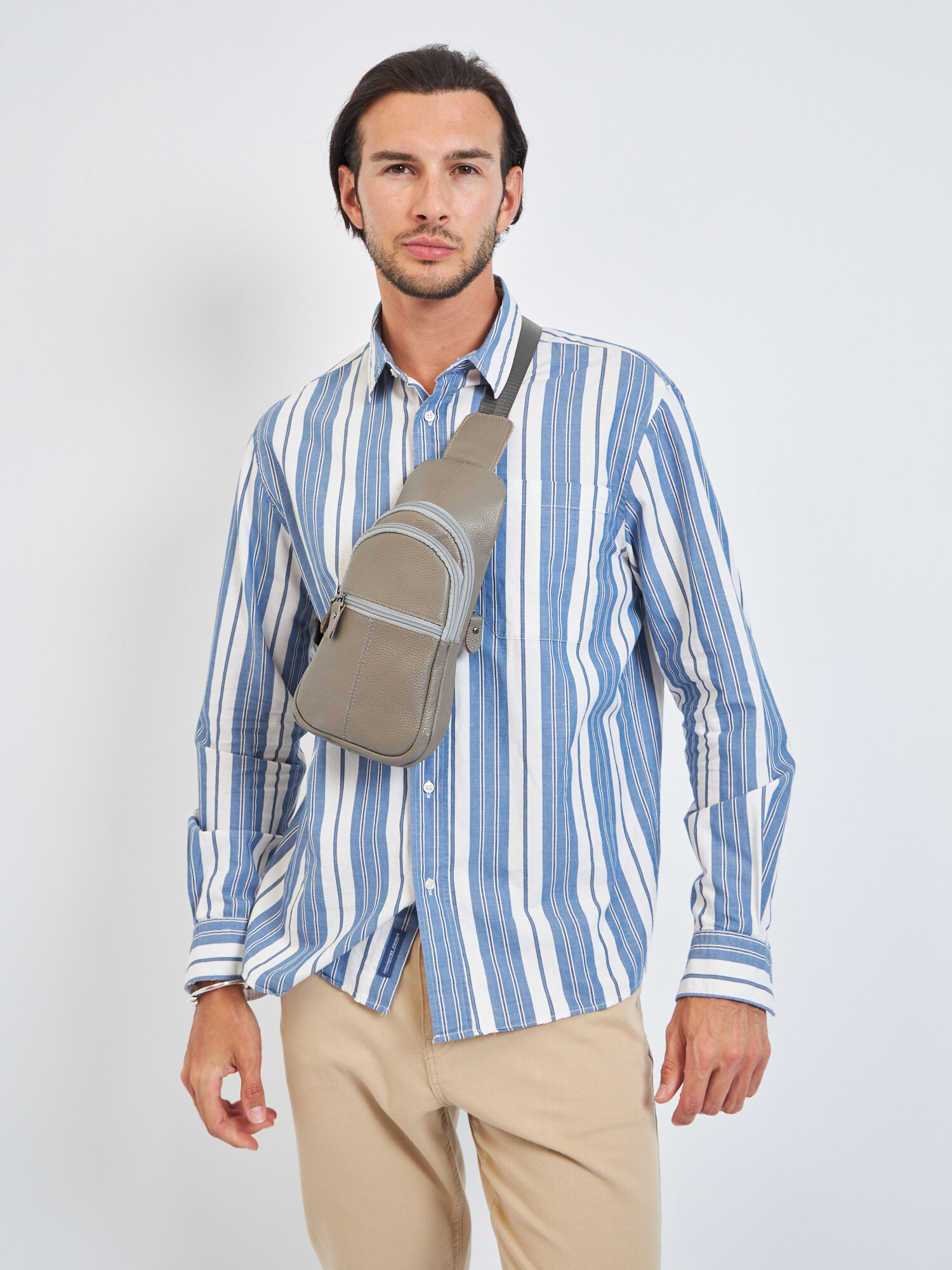 Сумка кросс-боди A-Store, фактура зернистая, серый — фото 1