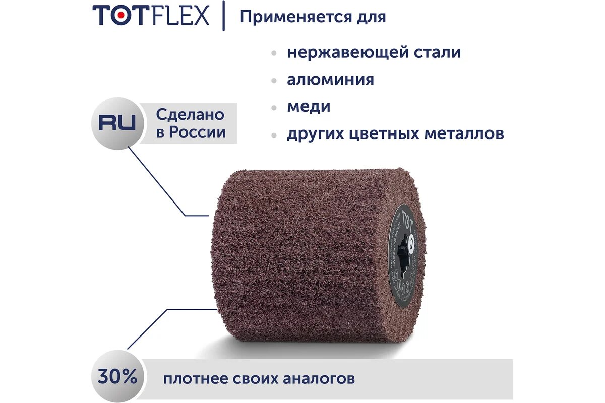 Шлифовальные Щетки И Валики Для Щеточных Шлифмашин TOTFLEX Шлифовальный валик 100х100х19мм AC COARSE 4631159668733