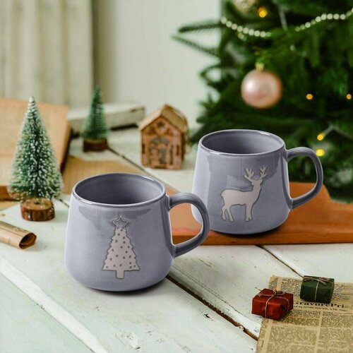 Новогодняя керамическая кружка для чая и кофе 400 мл Arya Christmas Siberia набор 2 шт 799₽