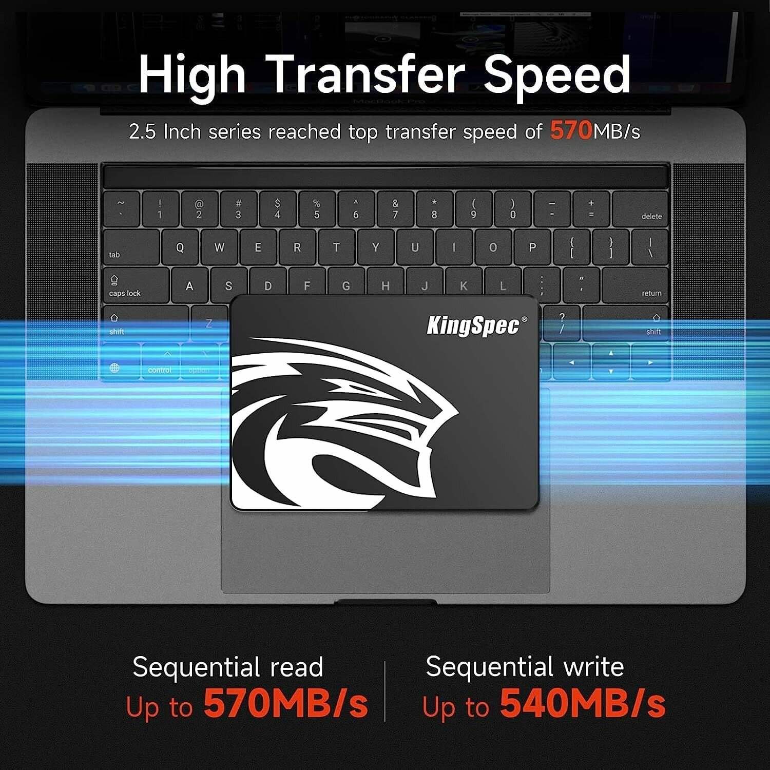 SSD KingSpec 1 ТБ 2,5 дюйма SATA3 Ноутбук Настольный жесткий диск со скоростью чтения до 560 МБ / с — фото 1