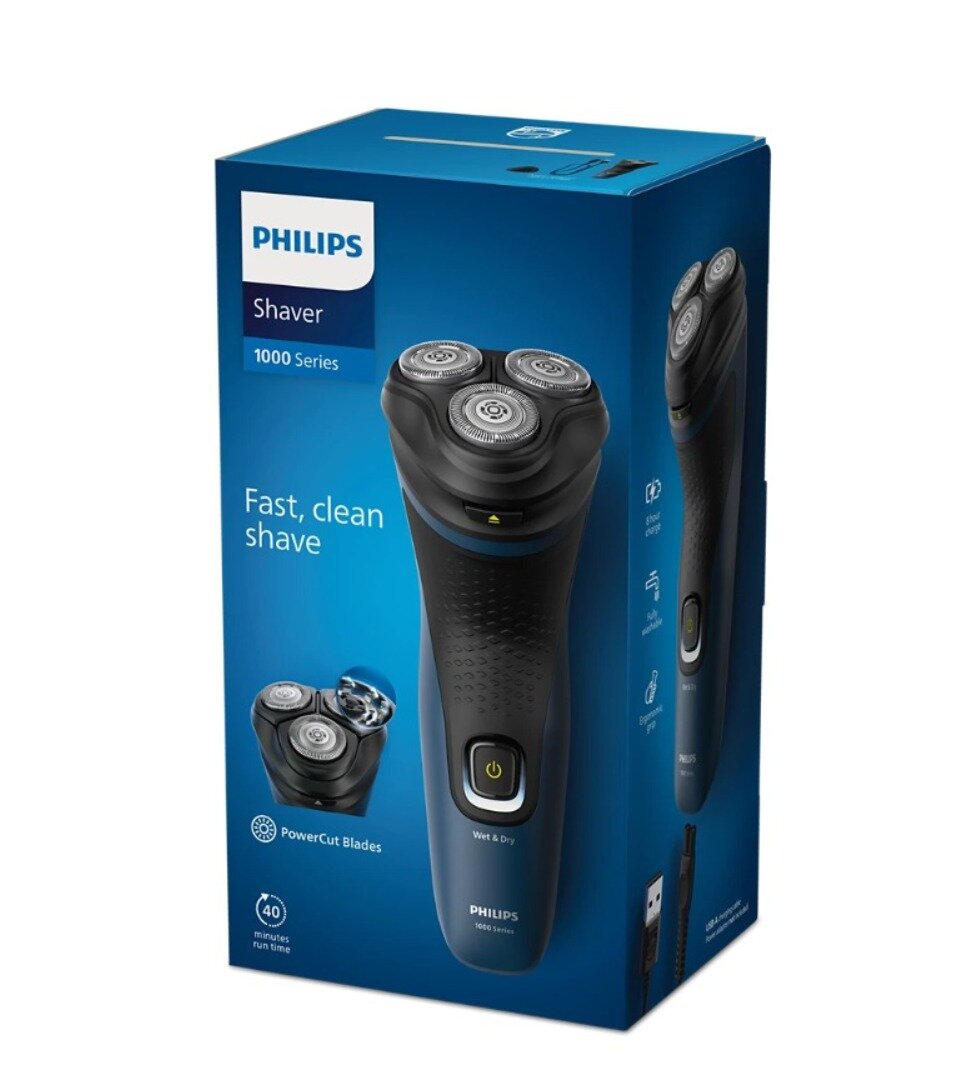 Обзор: Электробритва роторная PHILIPS Shaver 1000 Series S1151/00, синий/черный