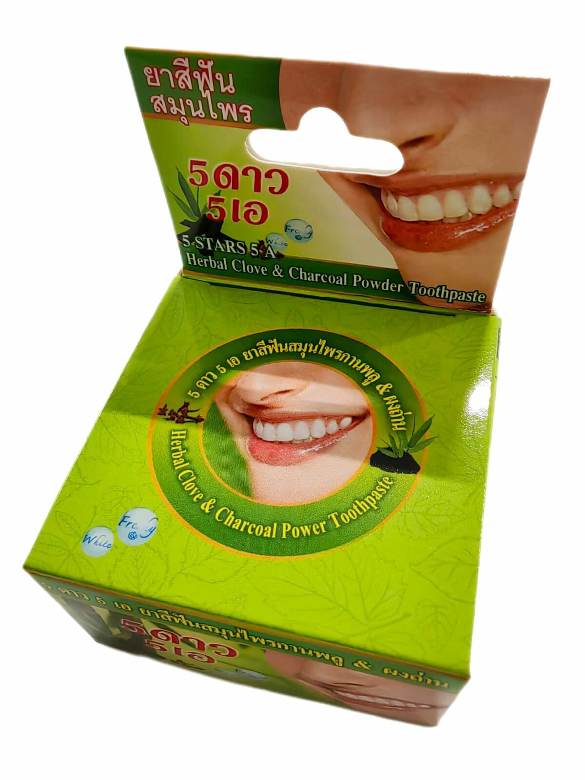 Herbal CLOVE & CHARCOAL POWDER Toothpaste, 5 Star (Отбеливающая зубная паста гвоздика И древесный уголь), шайба, 25 г.