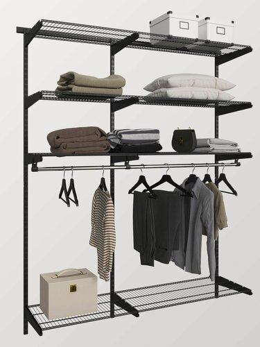 Изображение товара Гардеробная система хранения черная, 158х45х192см