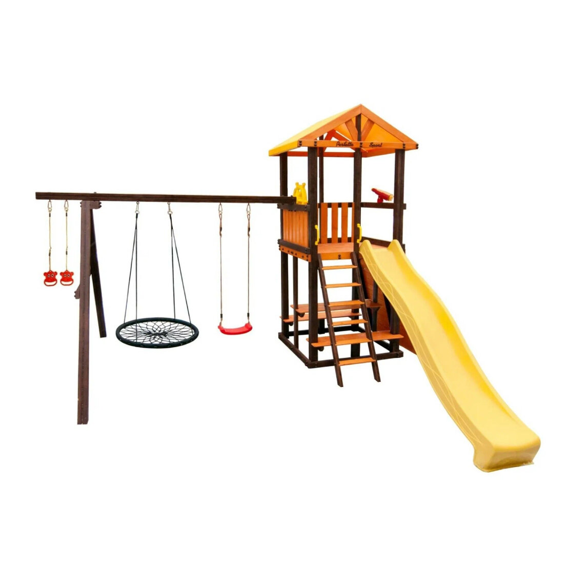 Детский спортивный комплекс Perfetto sport Bari-5 качели Паутина, 3,68 × 4,99 м, от 3 лет