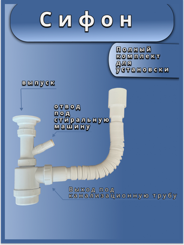 Изображение товара Сифон Marko Мини, бутылочный, нержавеющая сталь, белый, регулировка по высоте