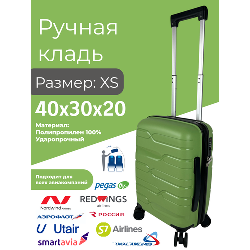 фото Чемодан impreza, 24 л, размер xs, зеленый