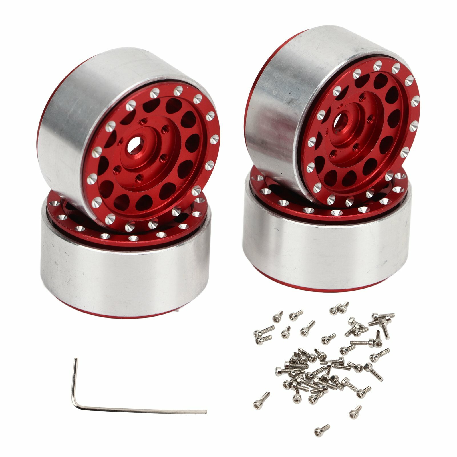 4 ПК, RC Beadlock Wheel Hubs Алюминиевый сплав сплав сплав RC Hub Hub для Traxxas 1/18 RC Cars для осевой SCX24 1/24 RC CAR RED RED