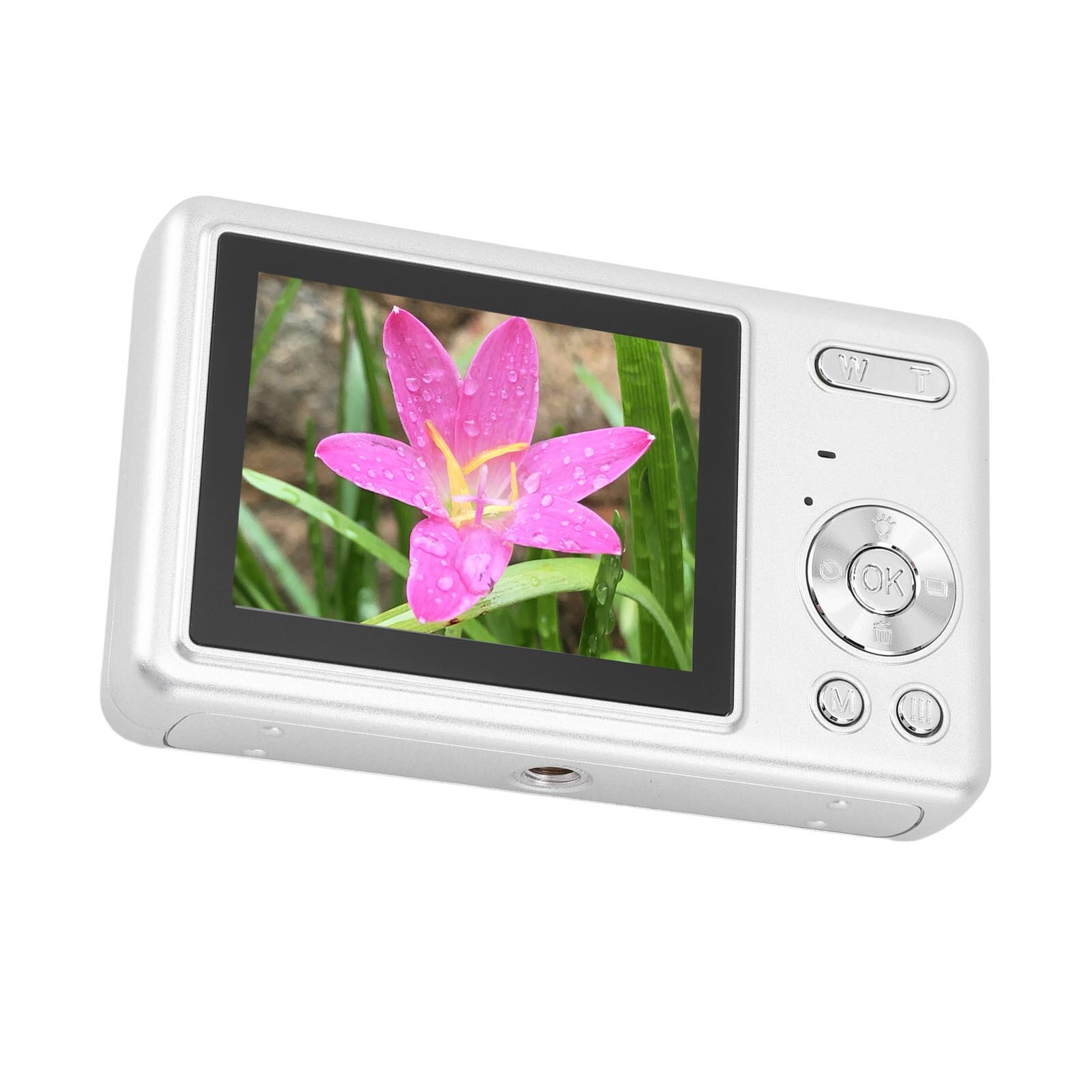 Цифровая камера 12MP 1080P с экраном TFT 2.4 дюйма, 16-кратным зумом и автофокусом, карманная цифровая камера для студенческого видеоблога, серебристая — фото 1