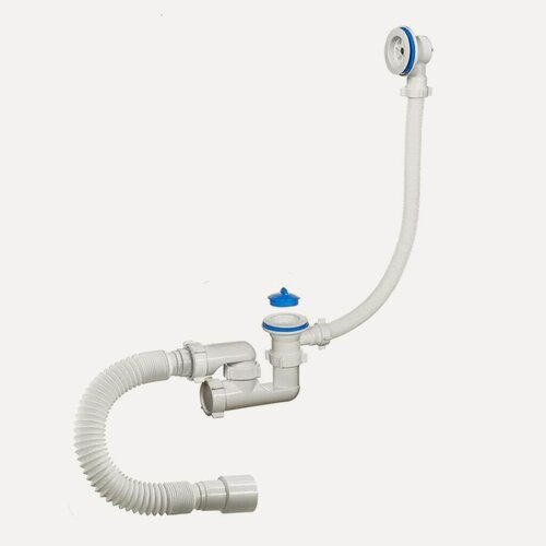 Изображение товара Сифон Orio А-60089 для ванны с переливом и гибкой трубой пластиковый, 40х40/50 мм