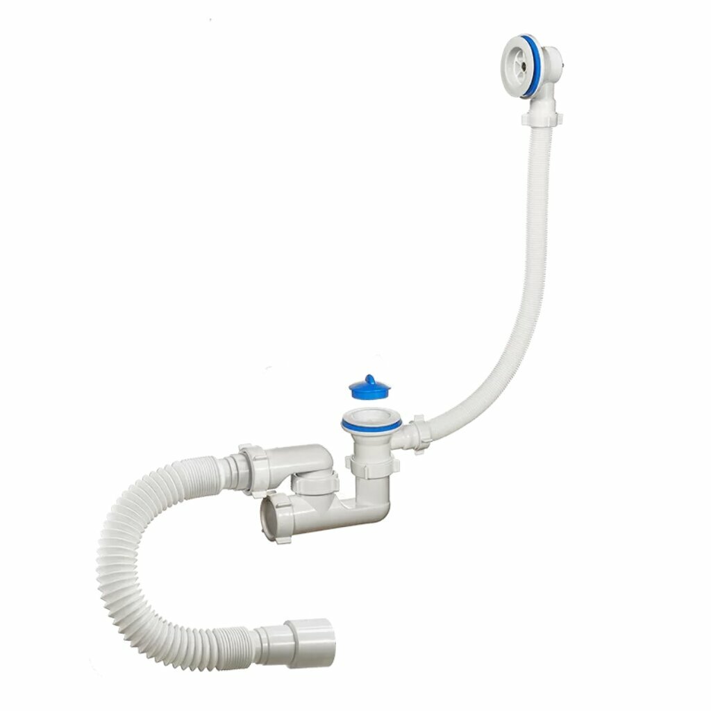 Сифон Orio А-60089 для ванны с переливом и гибкой трубой пластиковый 40х40/50 мм