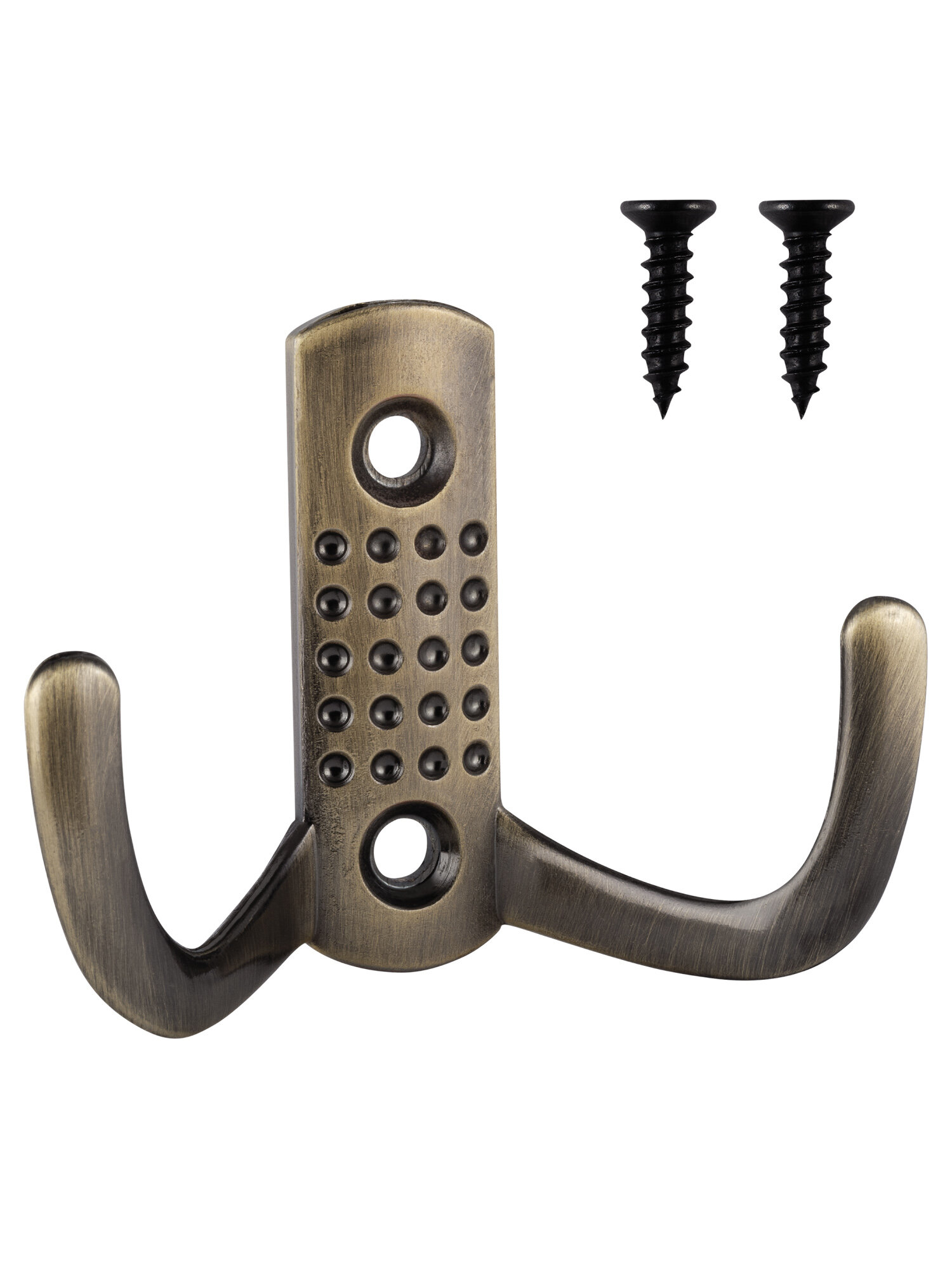 Двойной мебельный бронзовый крючок 47 х 70 мм – 1 шт — надежный держатель для одежды аксессуаров и принадлежностей