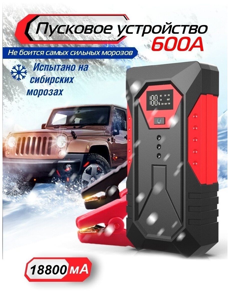 Пуско-зарядное устройство WIEKK TM43/Автостарт/Джамп стартер/Jump Starter/Пусковое устройство