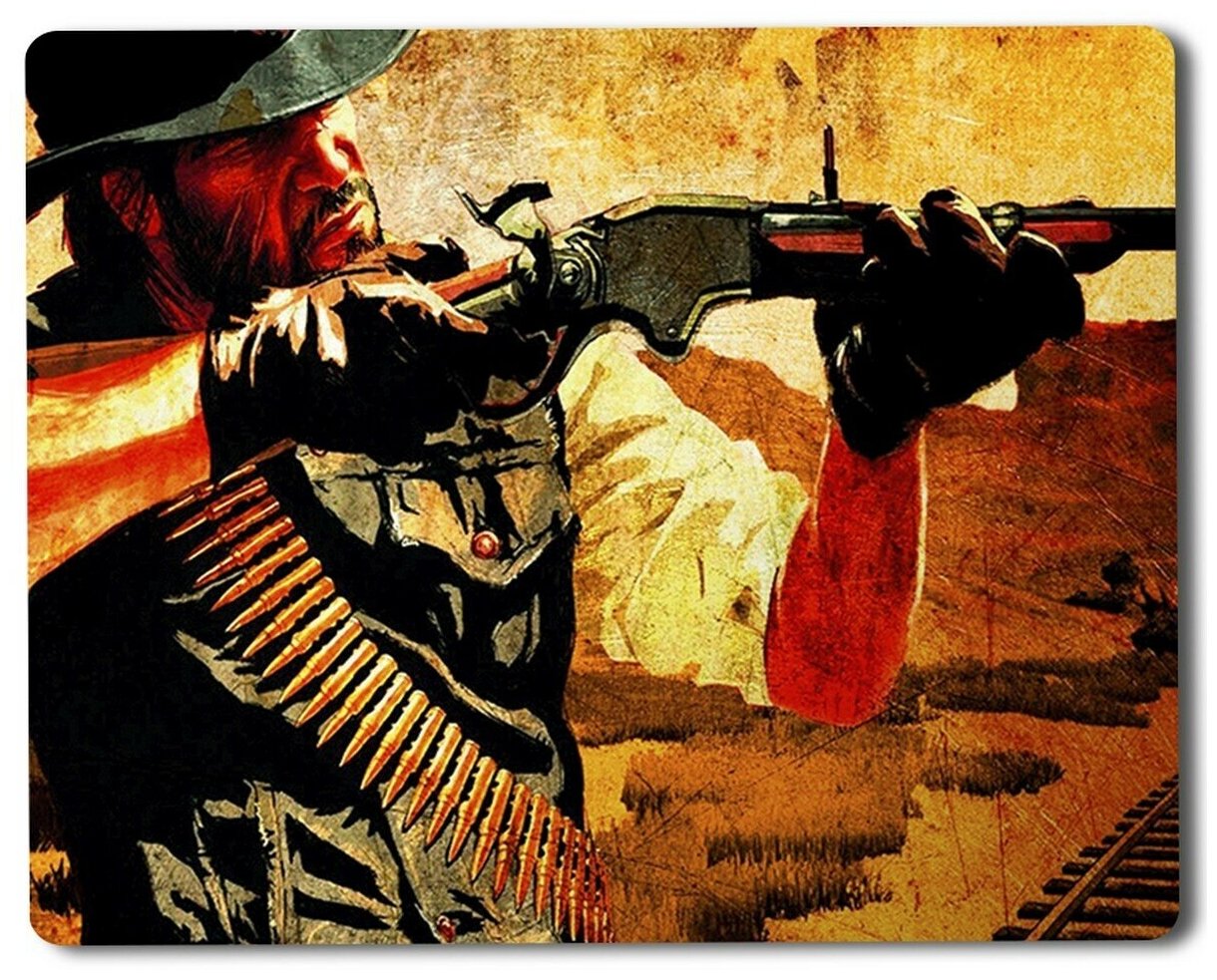 Геймерский коврик Red Dead Redemption рэд дэд редемшен, рокстар, гта, на лошадях, вестерн, дикий запад, ограбления -10